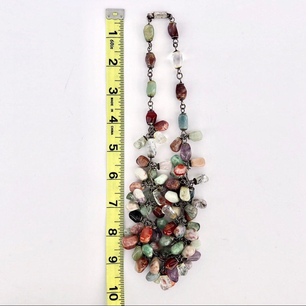 Multicolored Real Stone Beaded Necklace - Picture 9 of 10